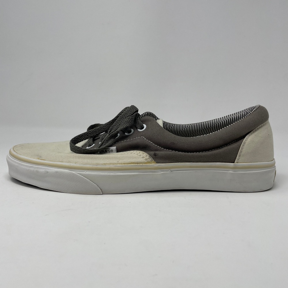 Vans Era Two Tone Grey Cream Canvas Low Top Skate Shoes M 10.5 W 12 Iconic‎ Rare